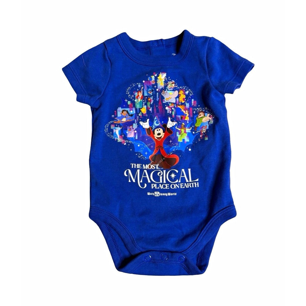 Disney Baby Blue Mickey Mouse Graphic Knit Bodysuit One-Piece 9-12 Months